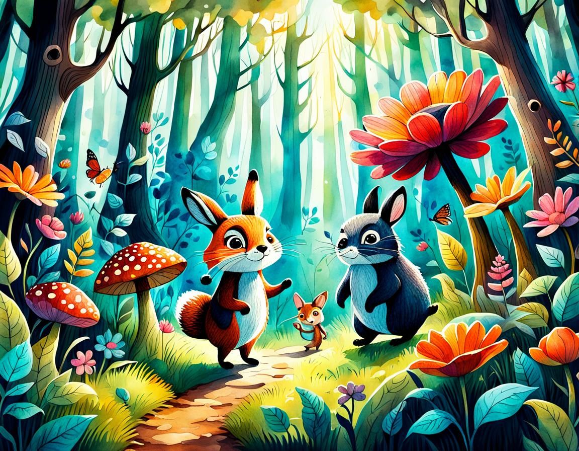Enchanting Forest Illustration for Children's Book
