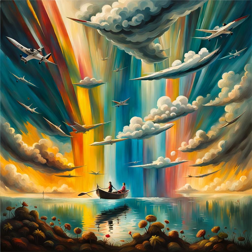 Futuristic Sky City Viewed from Lakeside