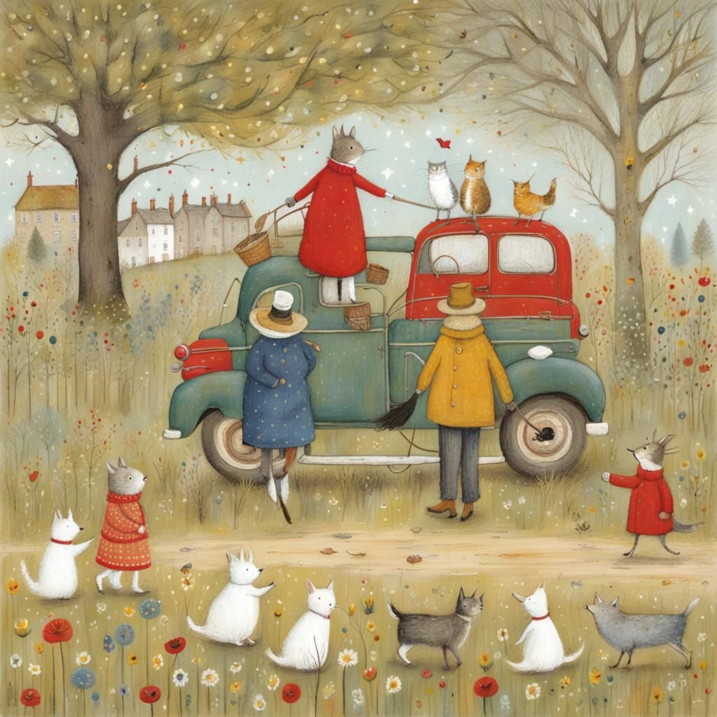 Charming Animal Characters in Children's Book Style