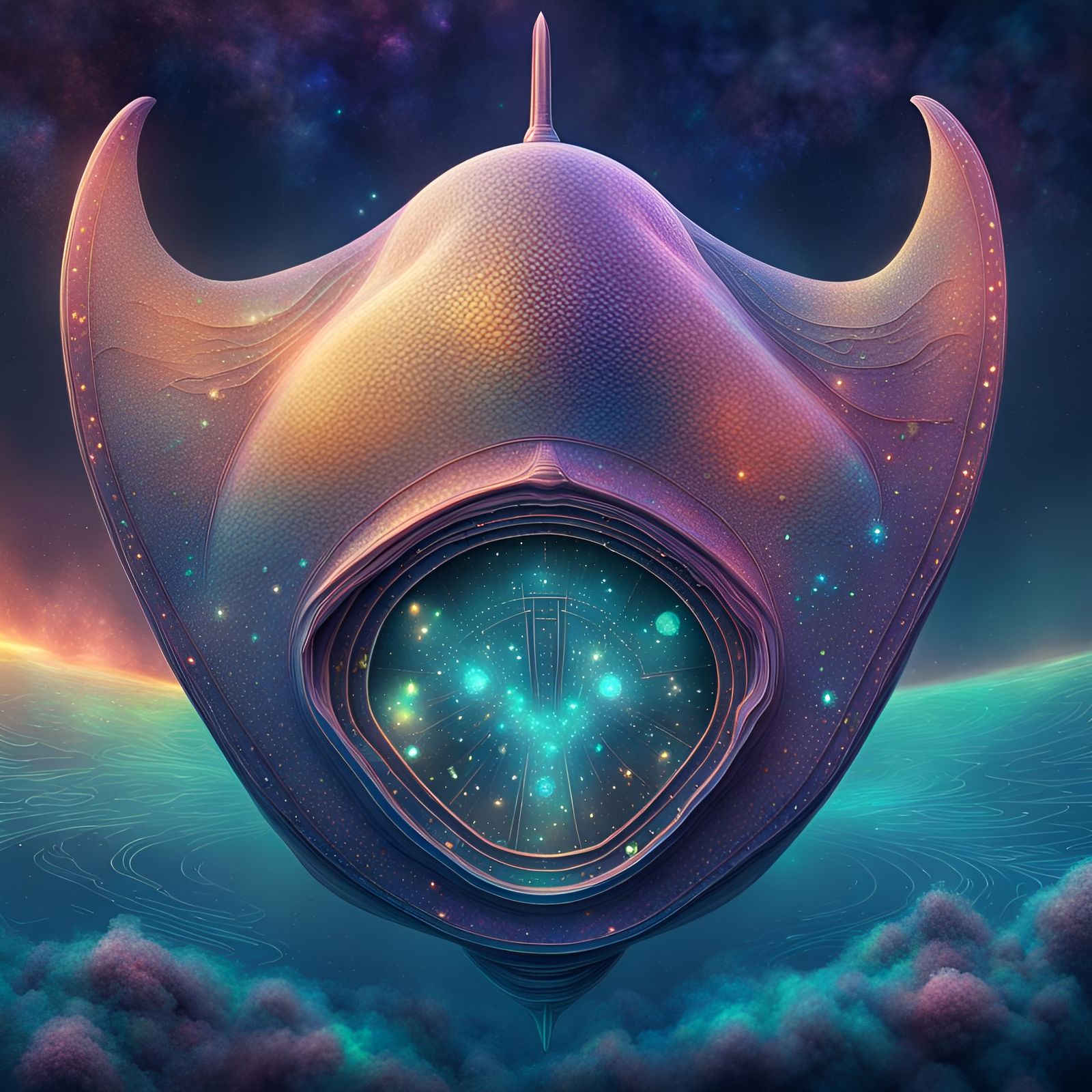 Astral Stingray Submarine: a Holographic Illustration