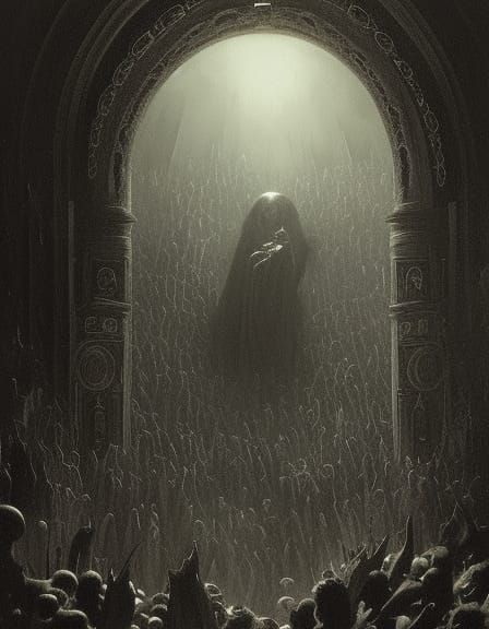 Infernal Entrance: A Gothic Horror Illustration