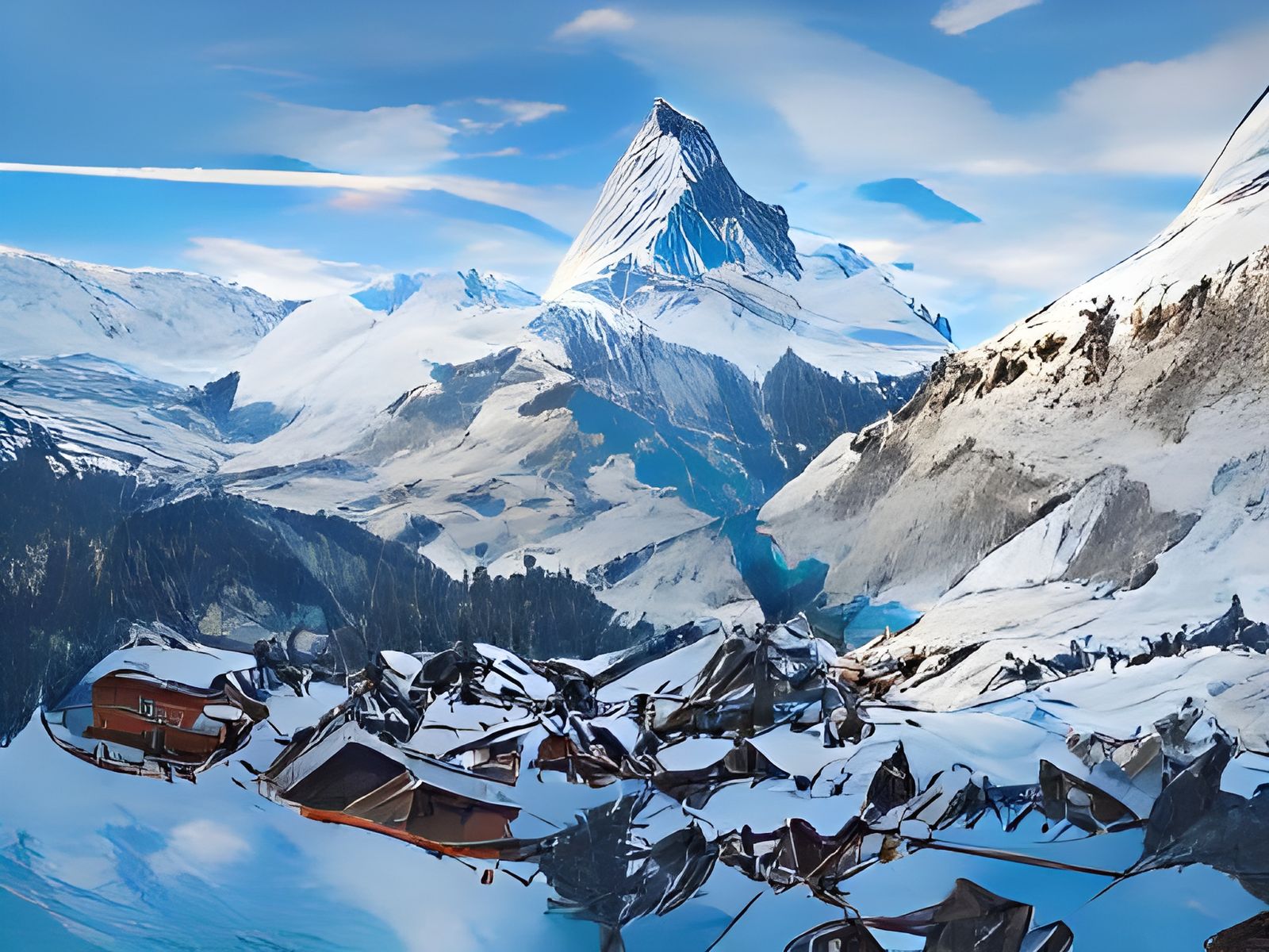 Snow-Capped Peaks of the Swiss Alps