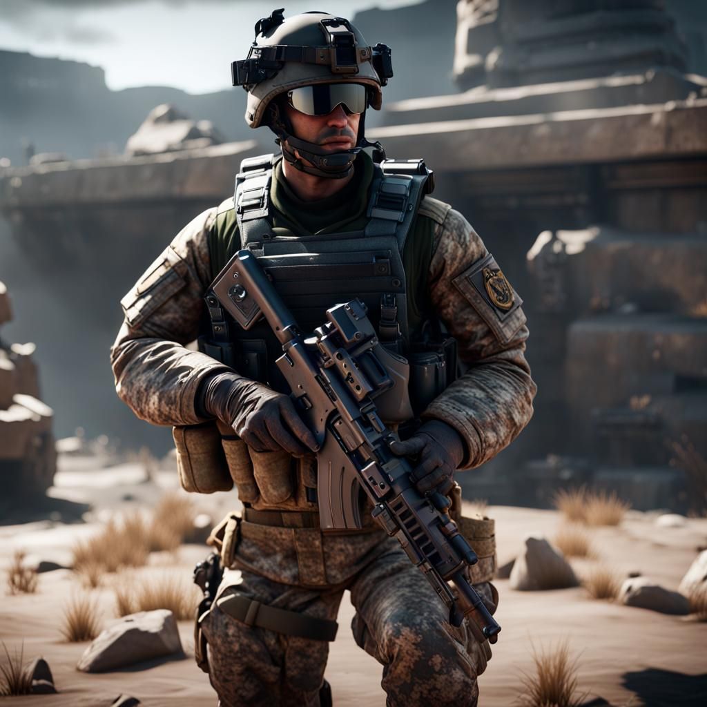 Epic Marine Corps Scene in 3D Game Style