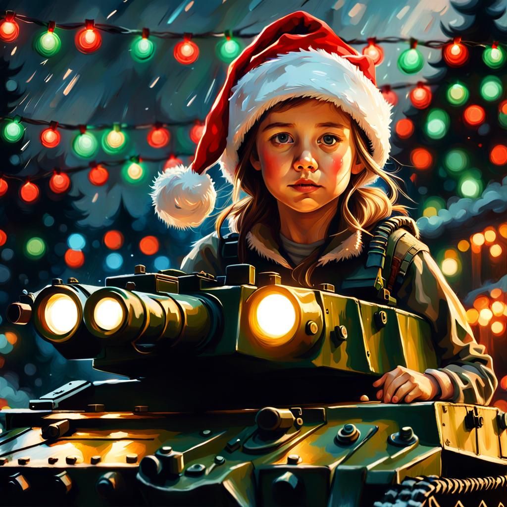 Stylized Portrait of a Girl in Camo Gear Amidst a Post-Apoca...