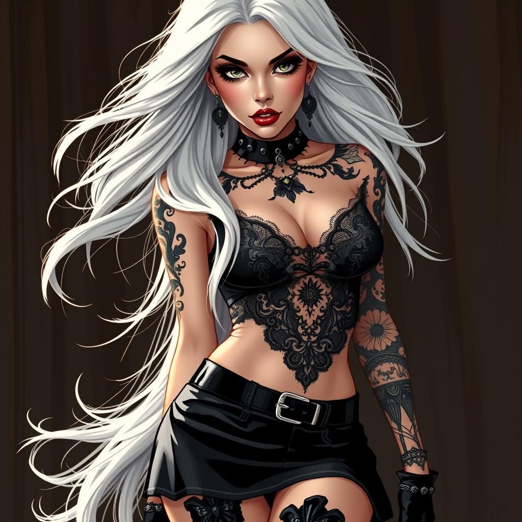 breathtaking woman, bright eyes, long luscious white hair, p...