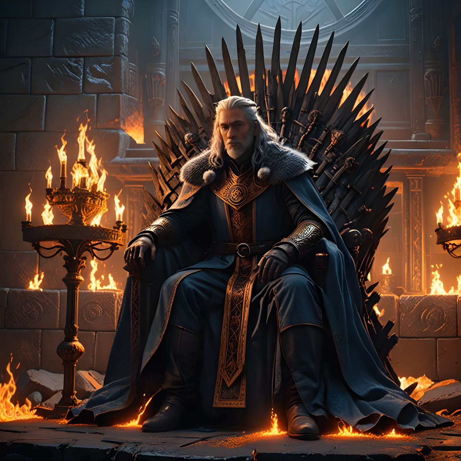 Mad King Aerys II Targaryen in a Fiery Throne Room
