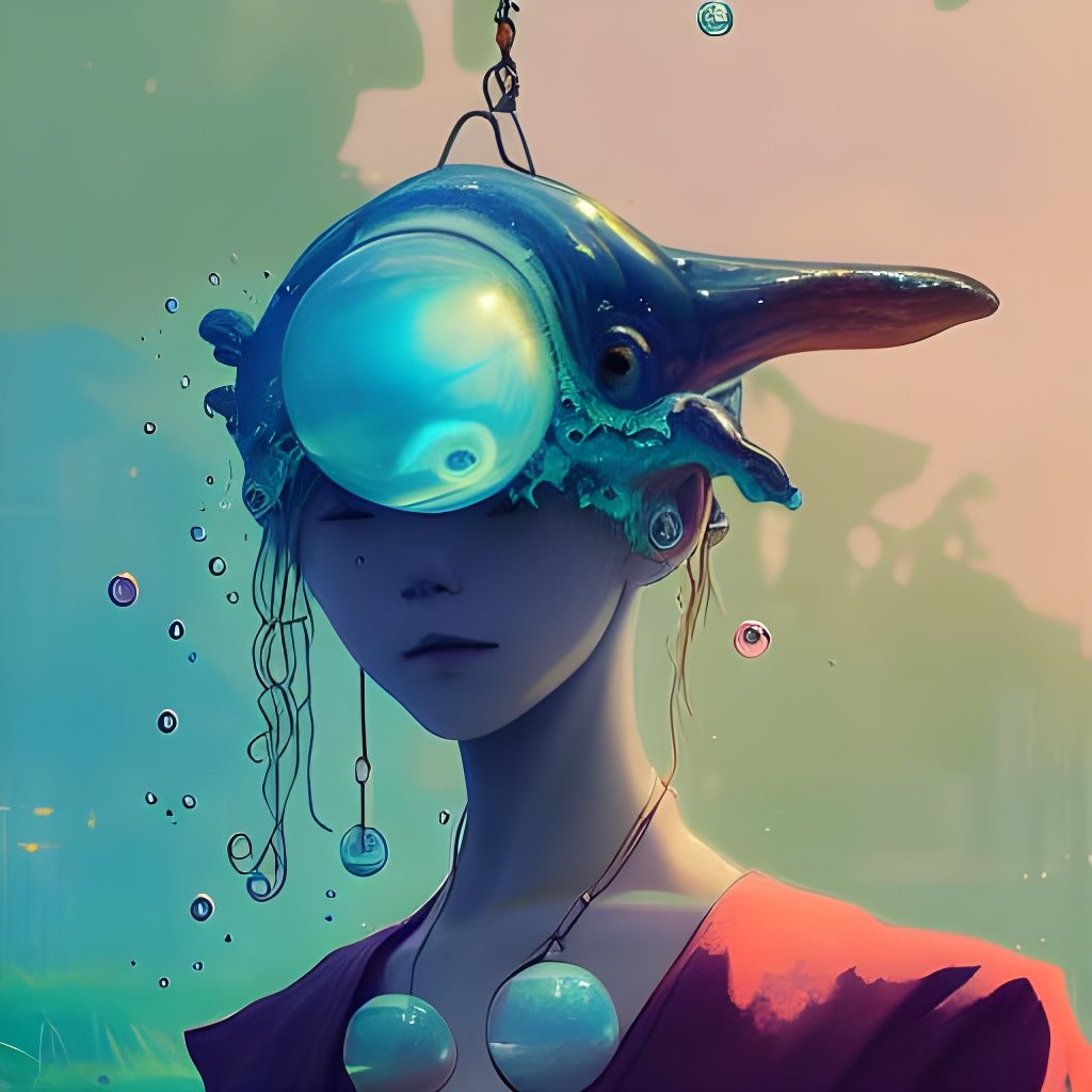 Cute Monster Water Creature in Anime Style