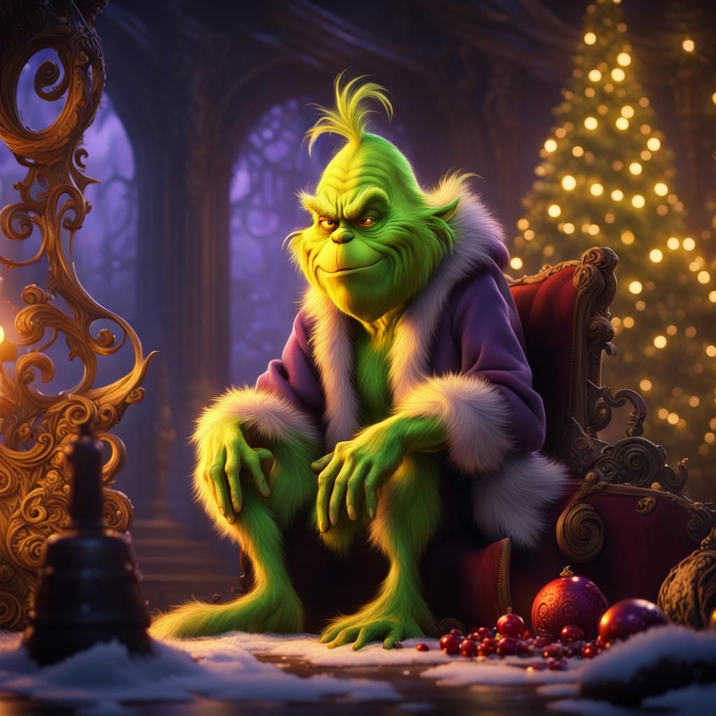 Intricate Grinch Concept Art in Dark Fantasy Style