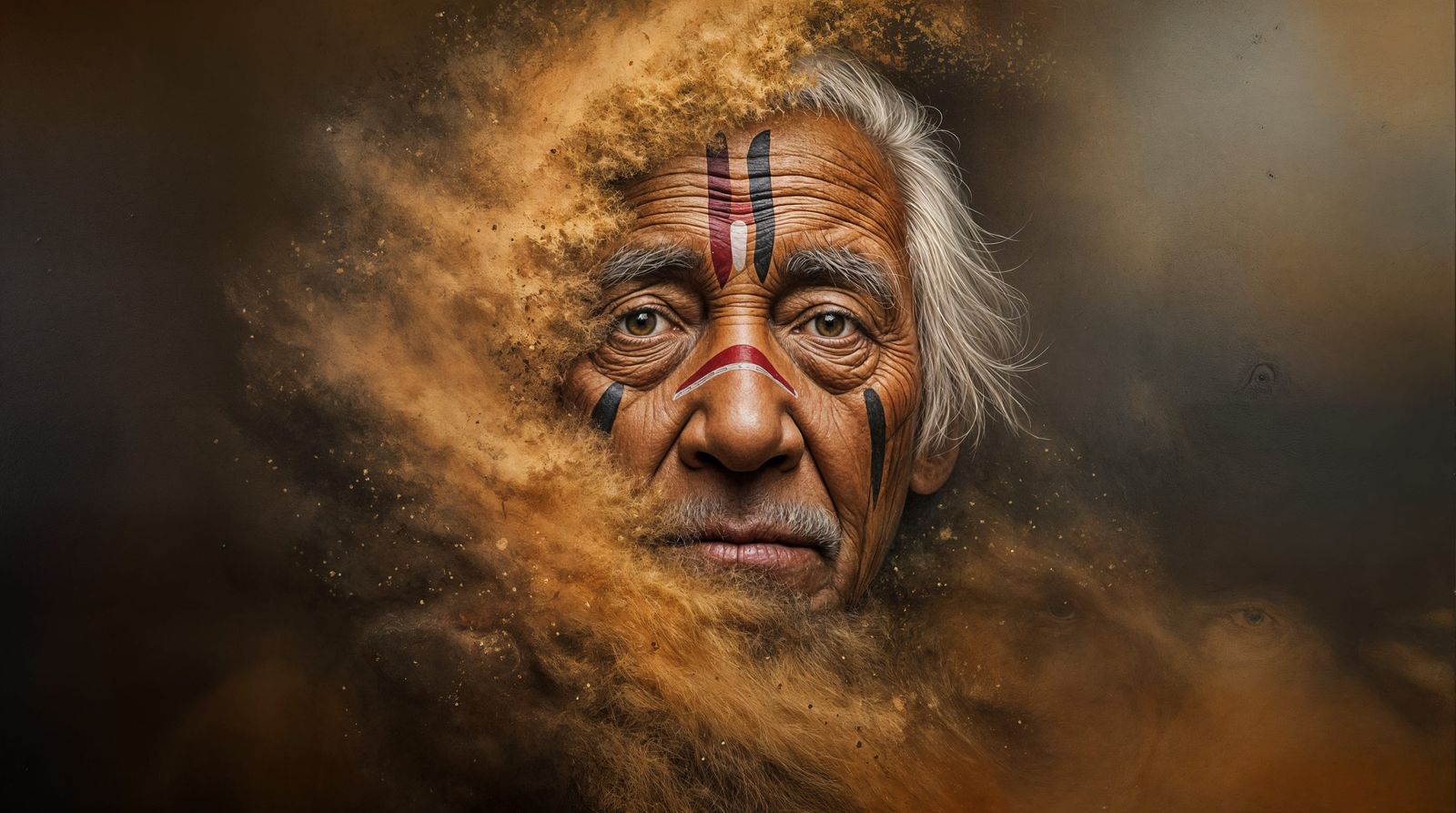 Elderly Indigenous Figure in Earthy Harmony