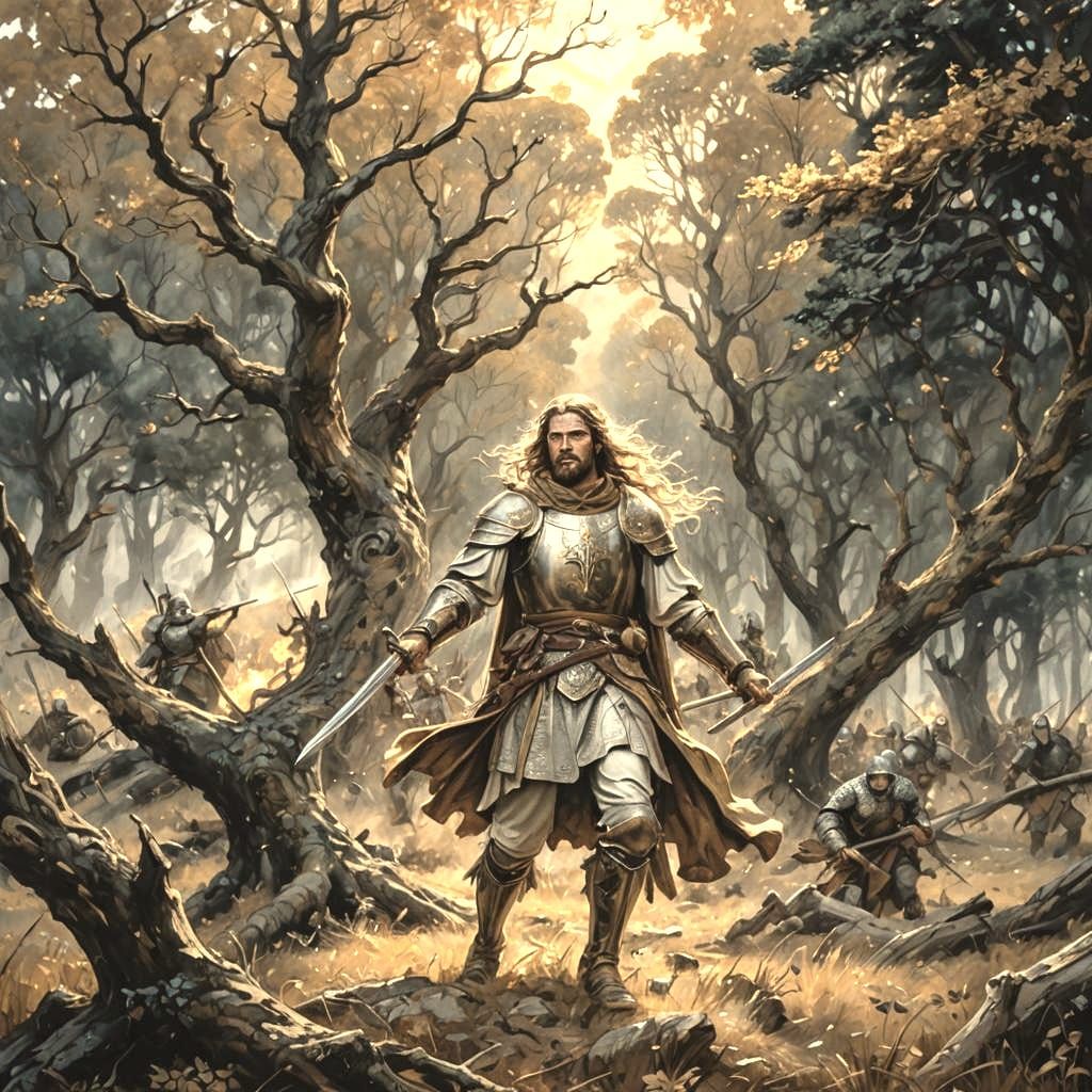 Aftermath of Battle: Medieval Anime Oil Painting