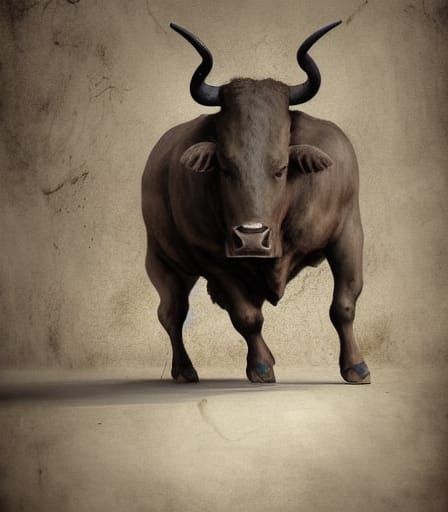 Dramatic Taurus Bull in Fantasy Art Style