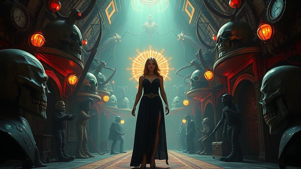 Surreal Sideshow Woman in Gothic Futurism Style