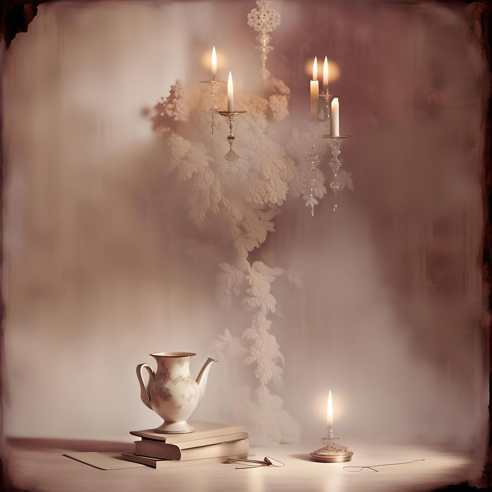 Candlelit World of Antiquarian Books and Couture