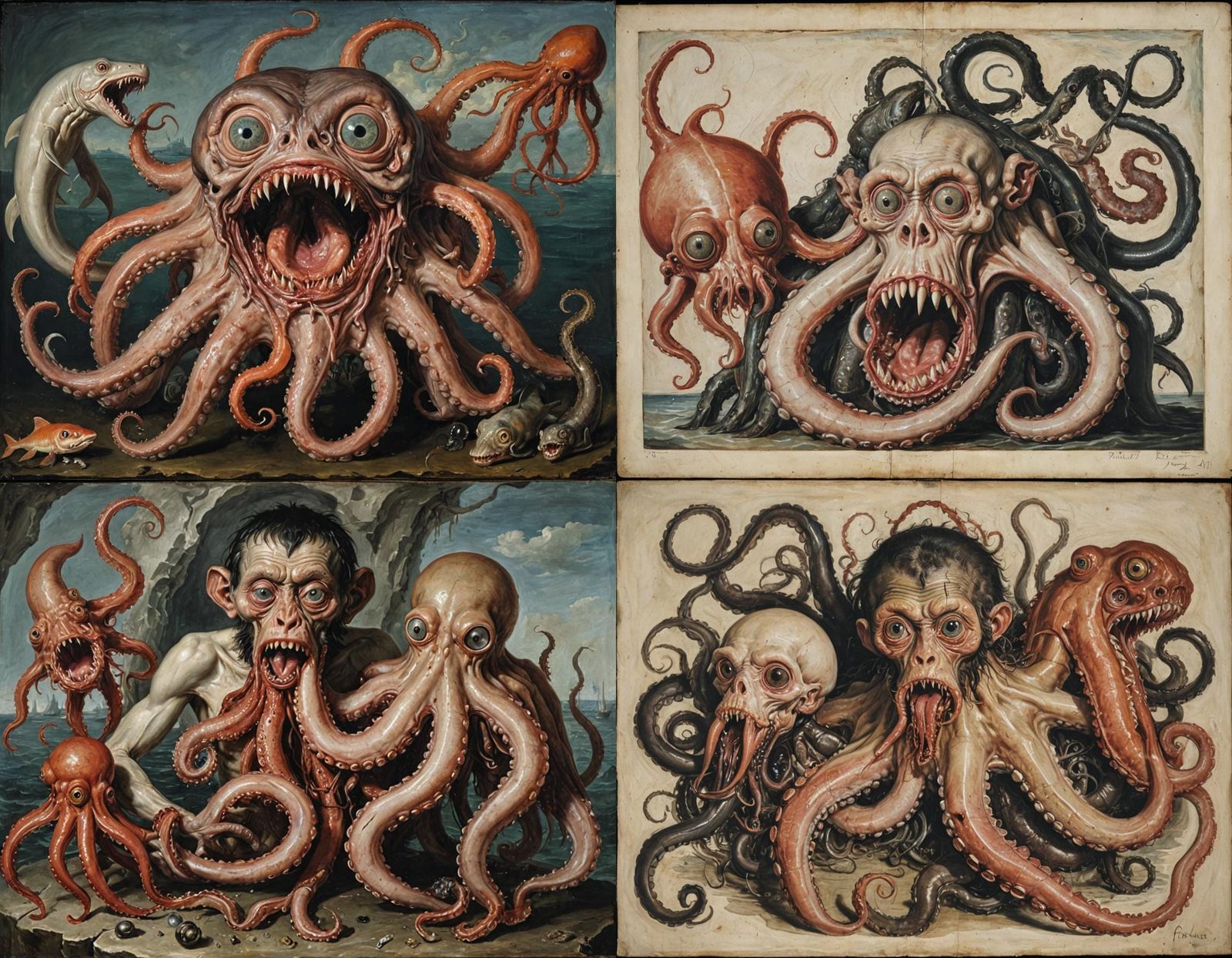 Surreal Underwater Hybrid Creature in Expressionist Style