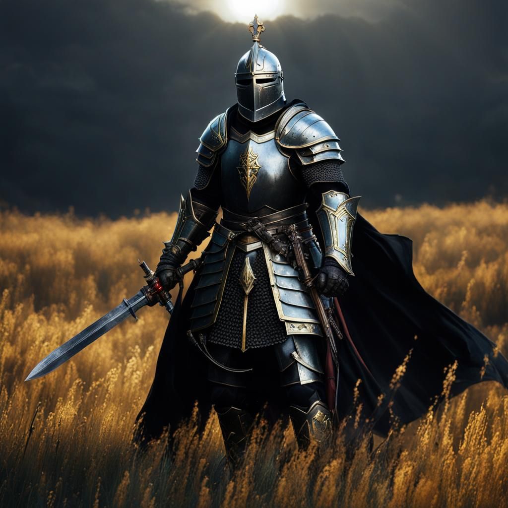 Glorious Gothic Knight Battles in Sunlight