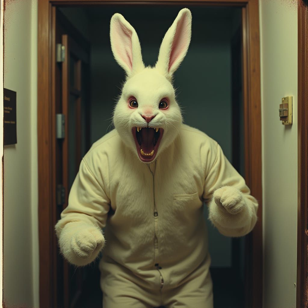 Man in Rabbit Suit Screams in Abandoned Backrooms, Polaroid ...