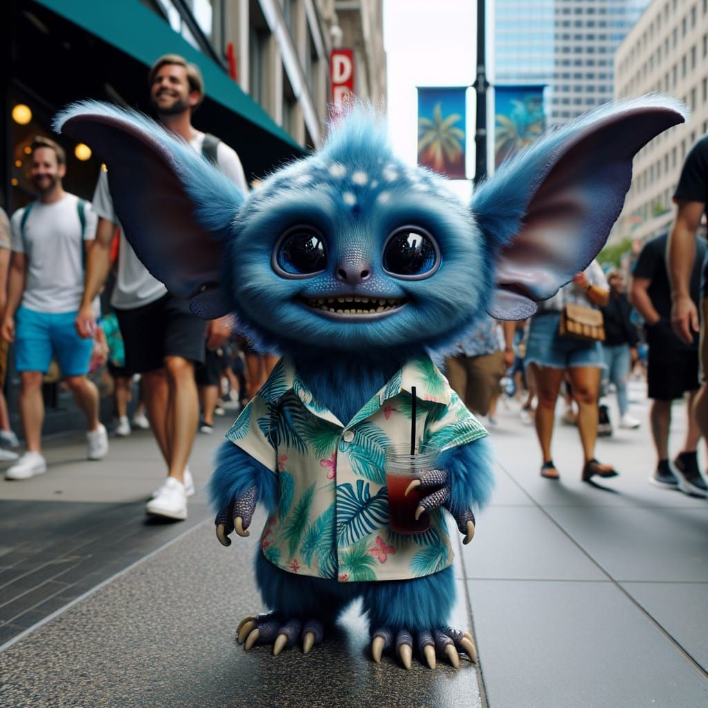 Whimsical City Encounter in Vibrant Colors