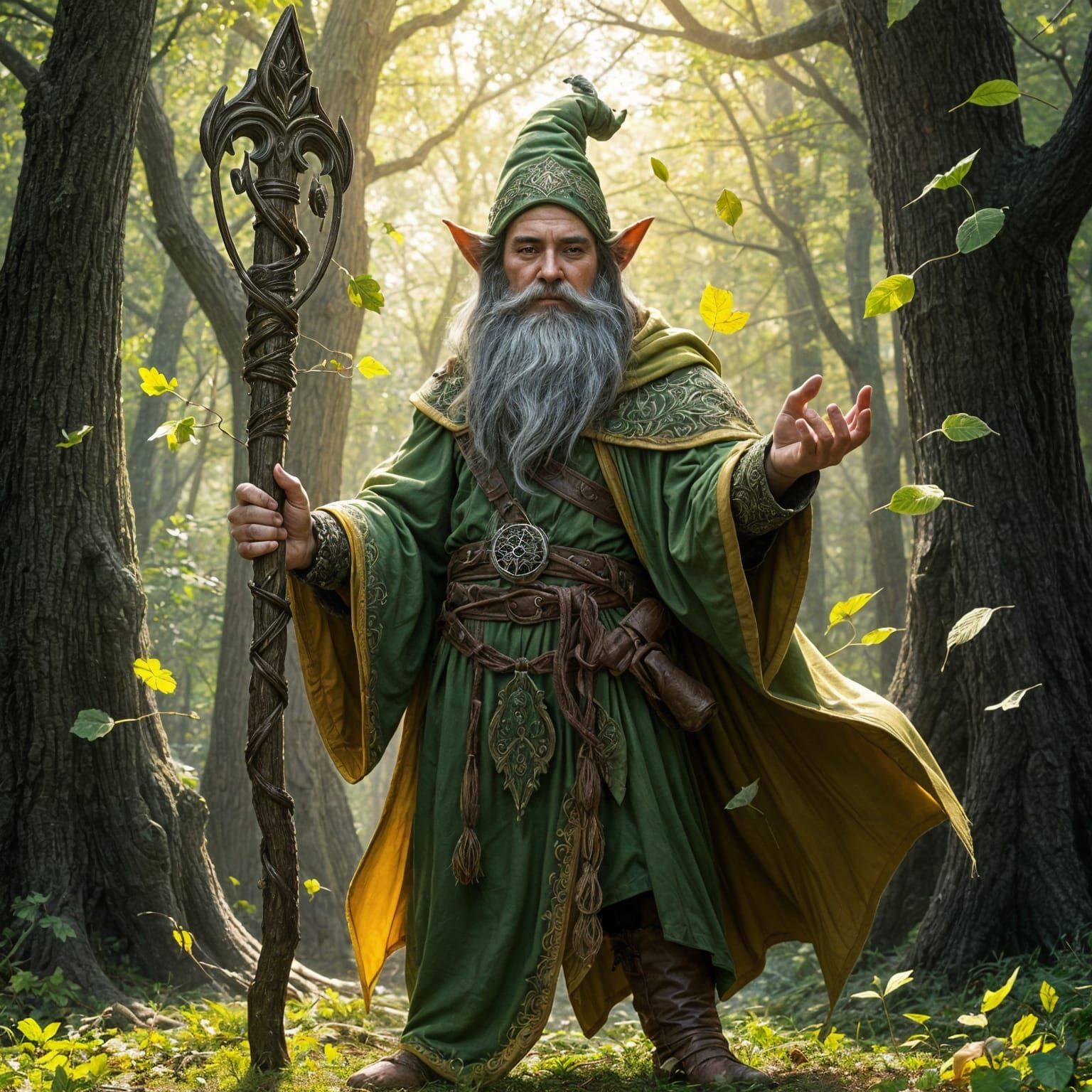 Gnome Druid Casting Spell in Fantasy Forest