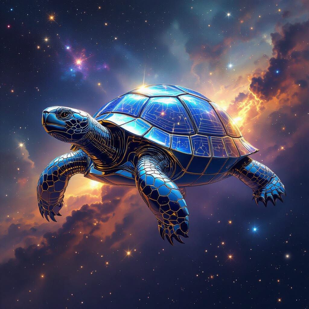 Chrome Tortoise in Nebula: Cosmic Constellations