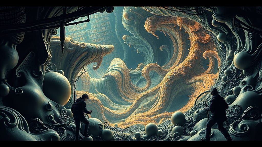 Abstract Vector Fractal Zentangle in 3D Shading