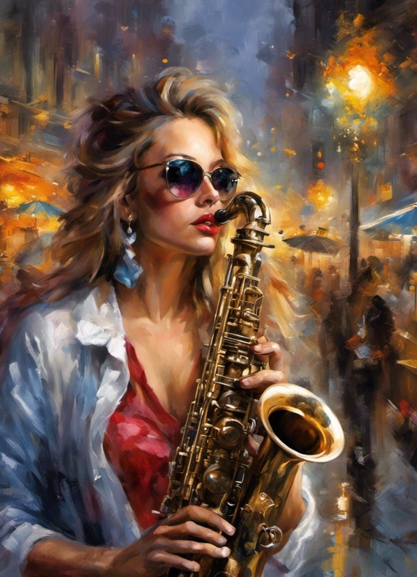 Playing the saxophone