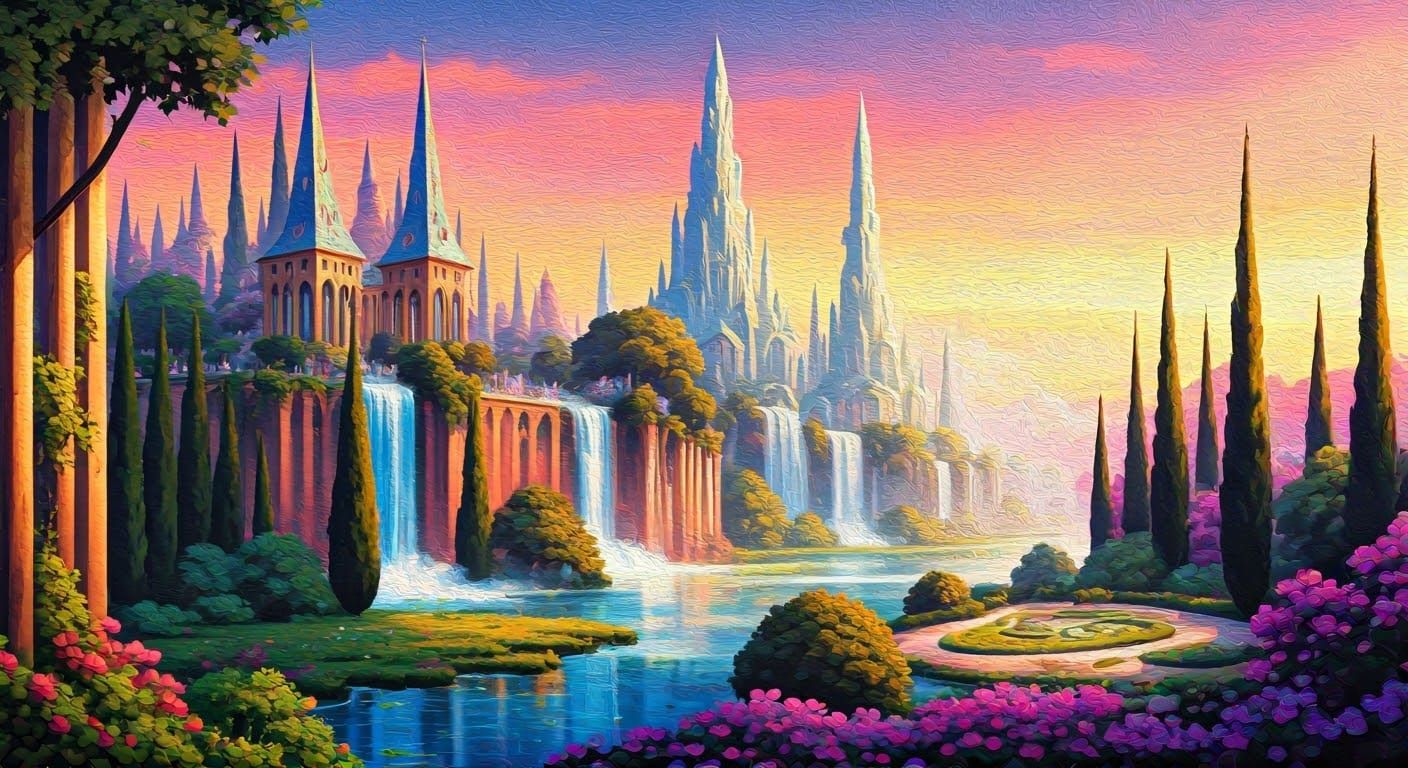 Utopian Dreamscape: Impasto and Pointillism in Harmony