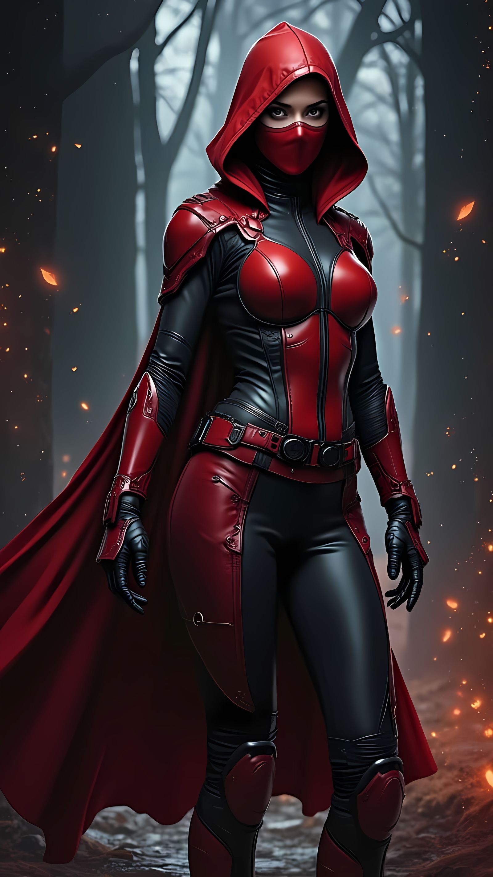 Tate McRae as Red Widow in Crimson Tactical Suit