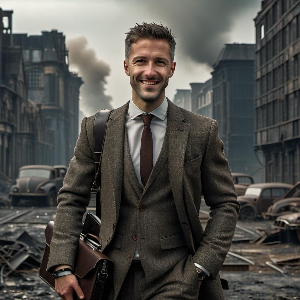 Accountant's Triumph: Dystopian Landscape, Hyperdetailed Pho...