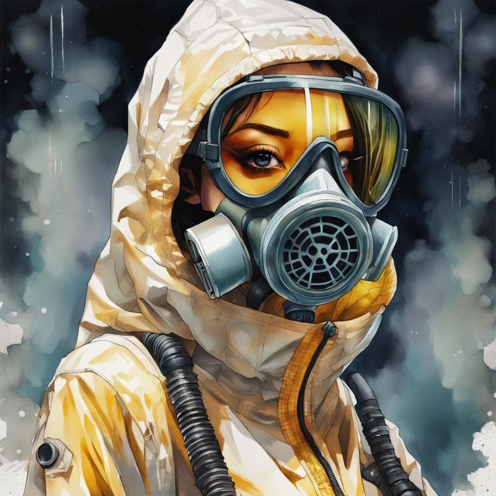 Woman in Hazmat Suit: Manga Style Portrait