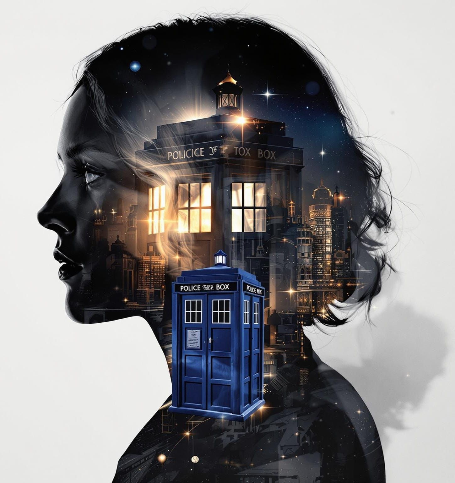 Whovian Nostalgia in Dark Grey Silhouette
