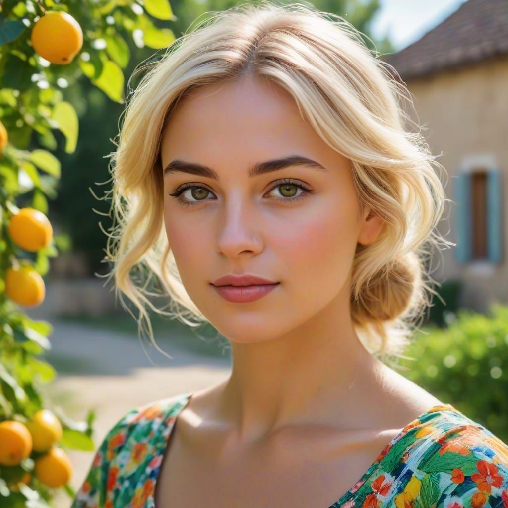 Blonde Woman in Italian Village, Fauvism Style
