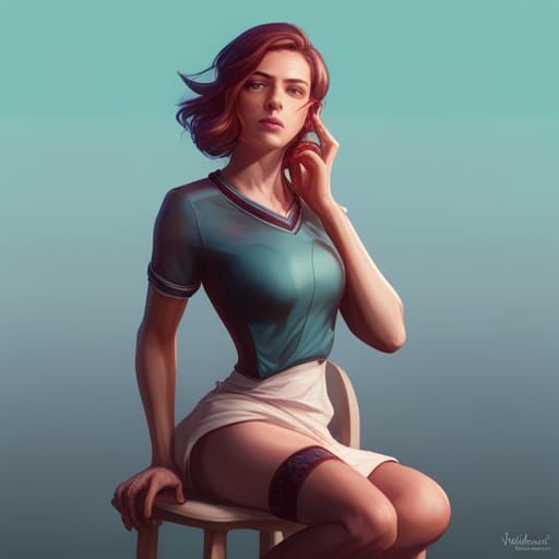 Girl on Chair: Hyperdetailed Portrait in Artgerm Style