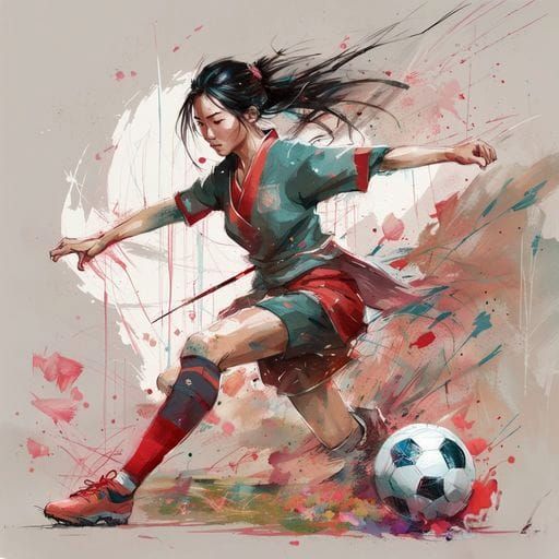Mulan Plays Soccer: Detailed Digital Portrait