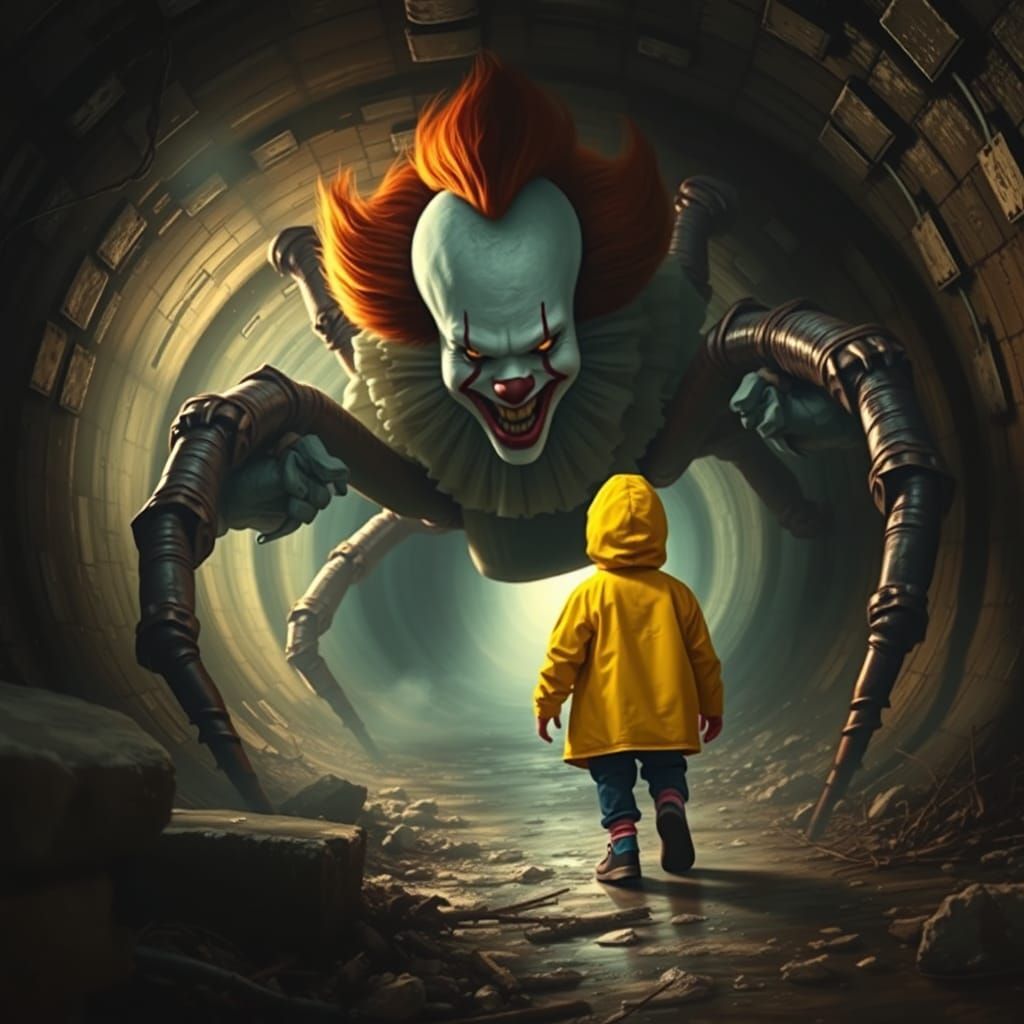 Pennywise Spider Clown in Sewer, Dark Fairy Tale