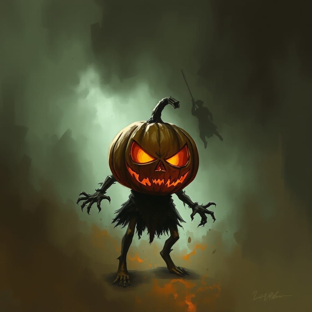 Sinister Jack O' Lantern in Dark Fantasy Style