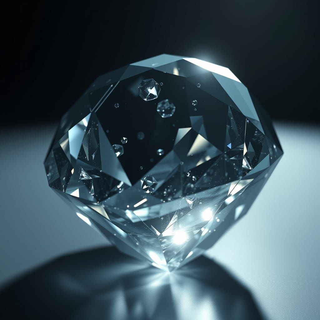 Raw Diamond Facets in Futuristic 3D Rendering