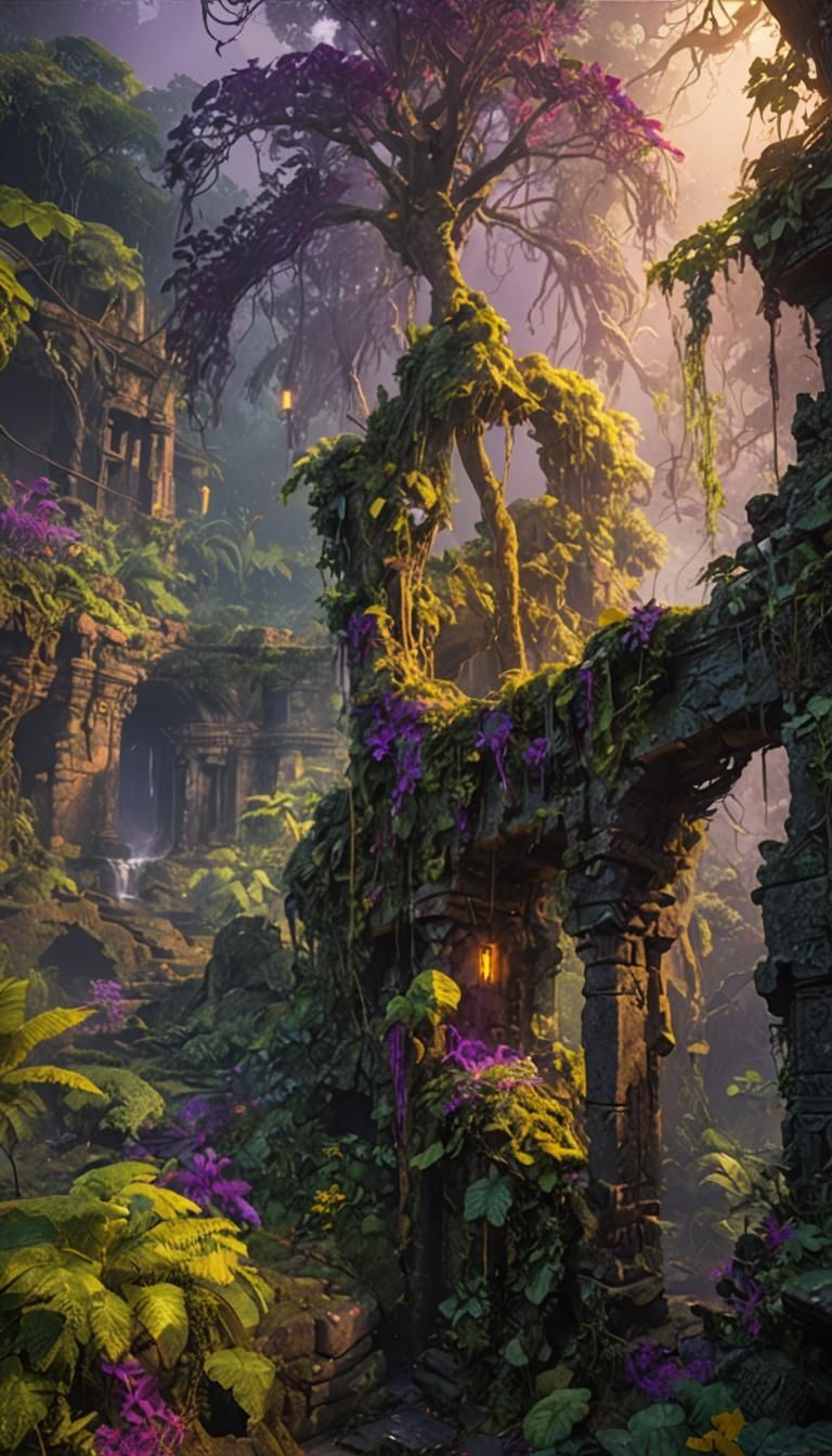 Mystical Ruins in Jungle Canopy