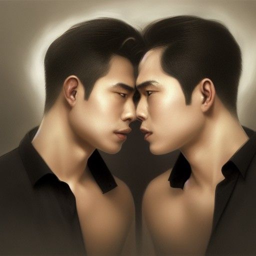 Realistic Portrait of a Handsome Couple in Bed