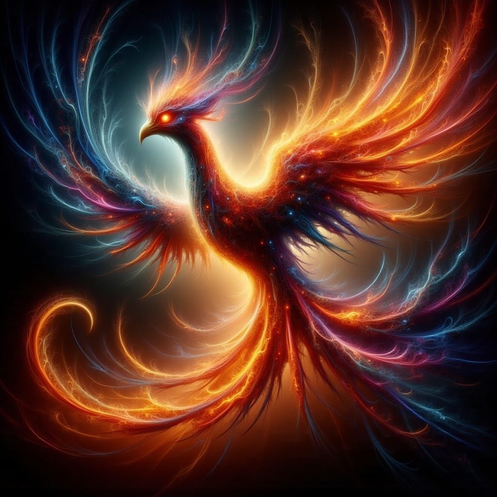 Cosmic Phoenix Ablaze with Stardust Embers