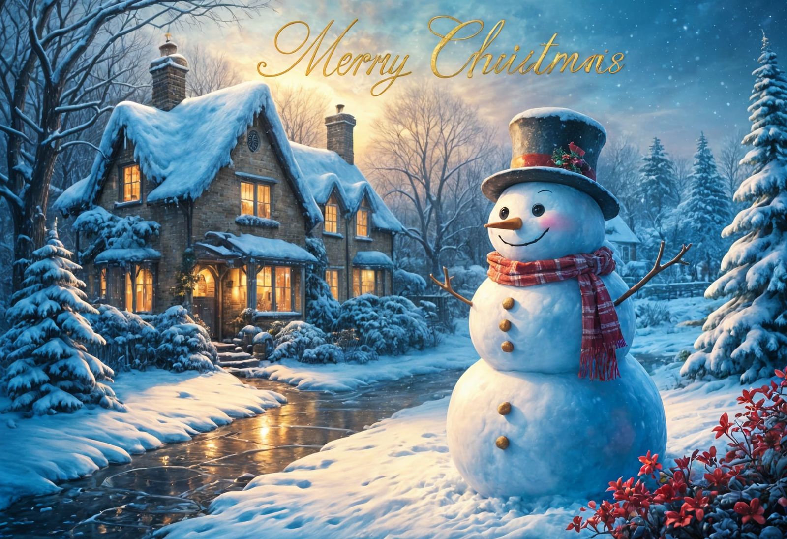 Whimsical Winter Wonderland Scene in Ethereal Fantasy Style