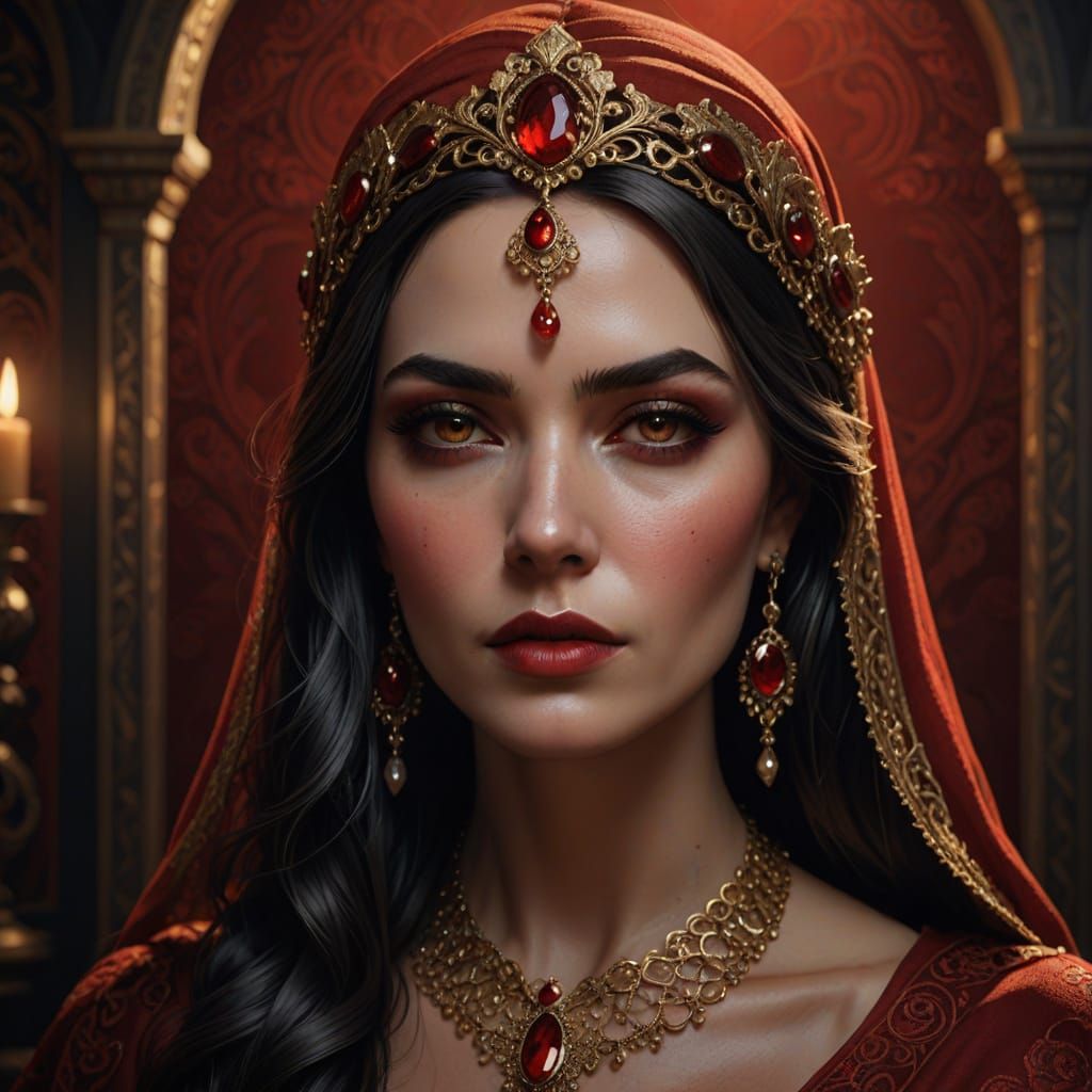 Elegant Medieval Fantasy Portrait in Rich Colors