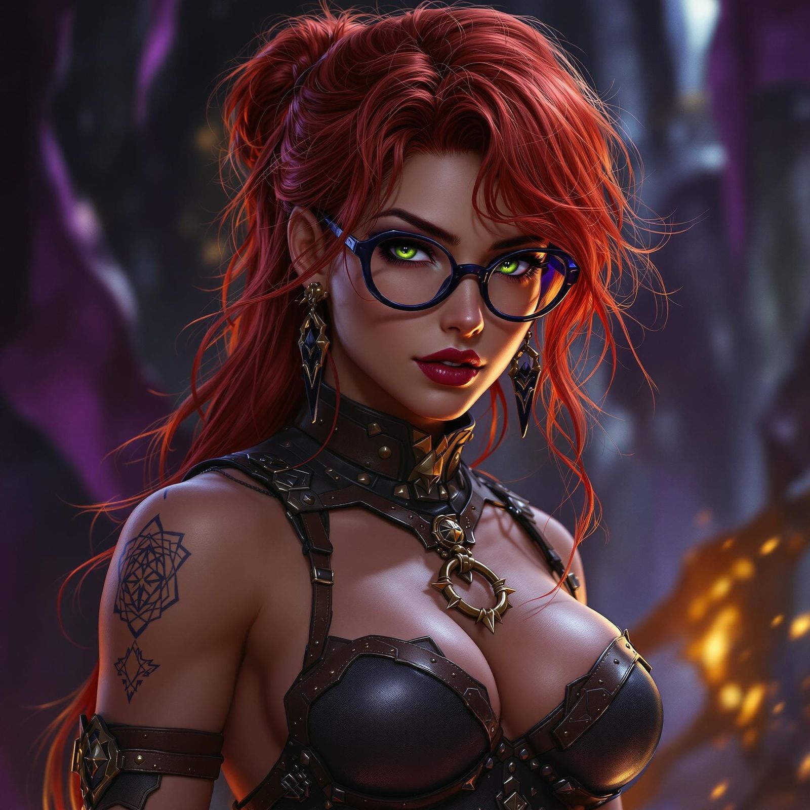 Red-Haired Warrior Woman in Dark Fantasy Style
