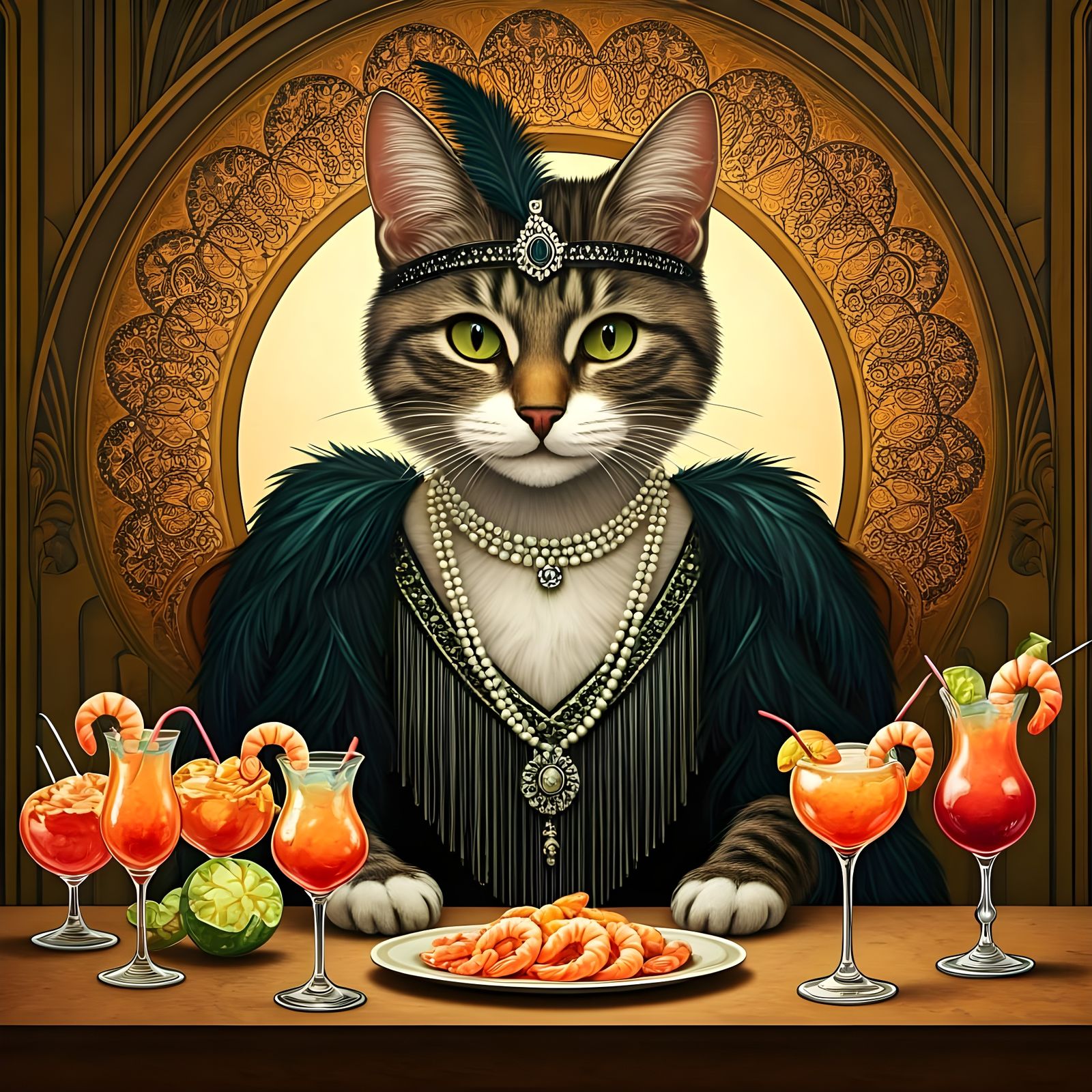 Flapper Cat at a Speakeasy Cocktail Party