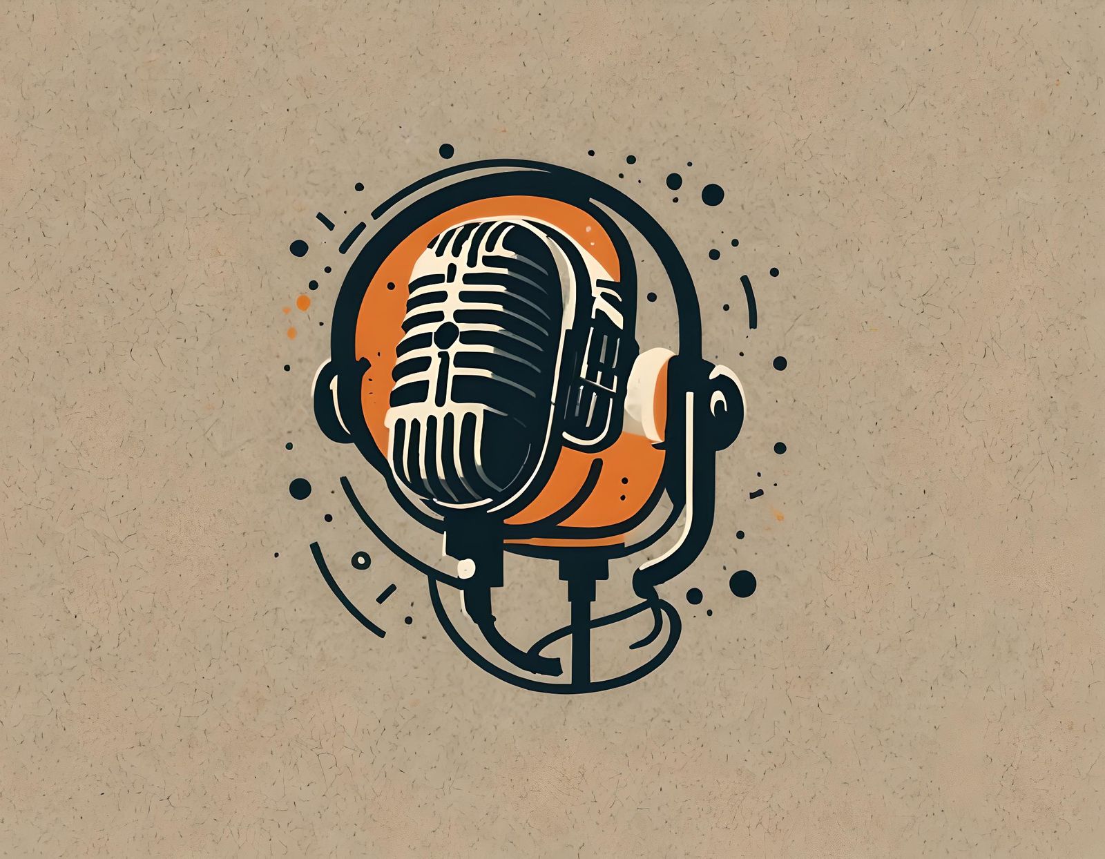Fun Vector Podcast Logo with Microphone