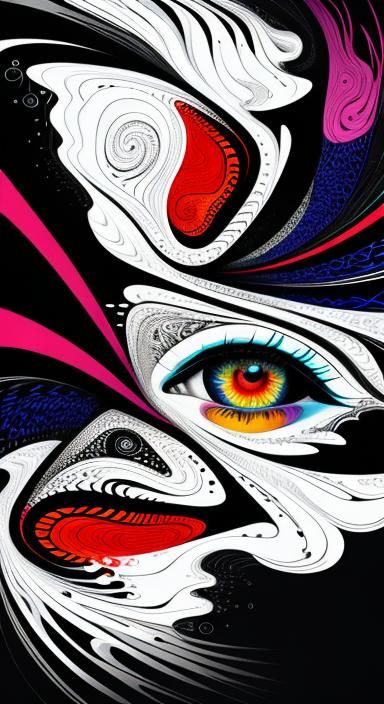 Stripnotic Pop beautiful female abstract Surrealism, beautiful face eyes + lips, abstract patterns, phone wallpaper, ori...