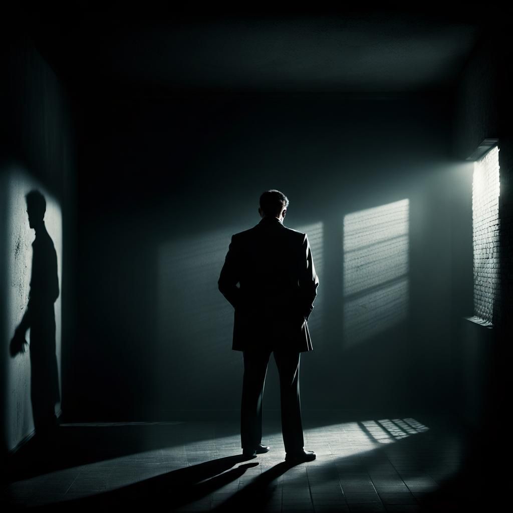 Dramatic Film Noir Murder Scene in Black and White