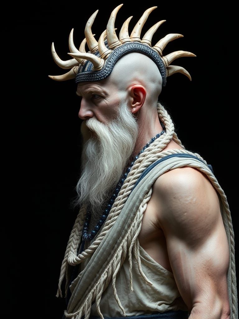 Albino Viking Warrior in Giger Style Headdress