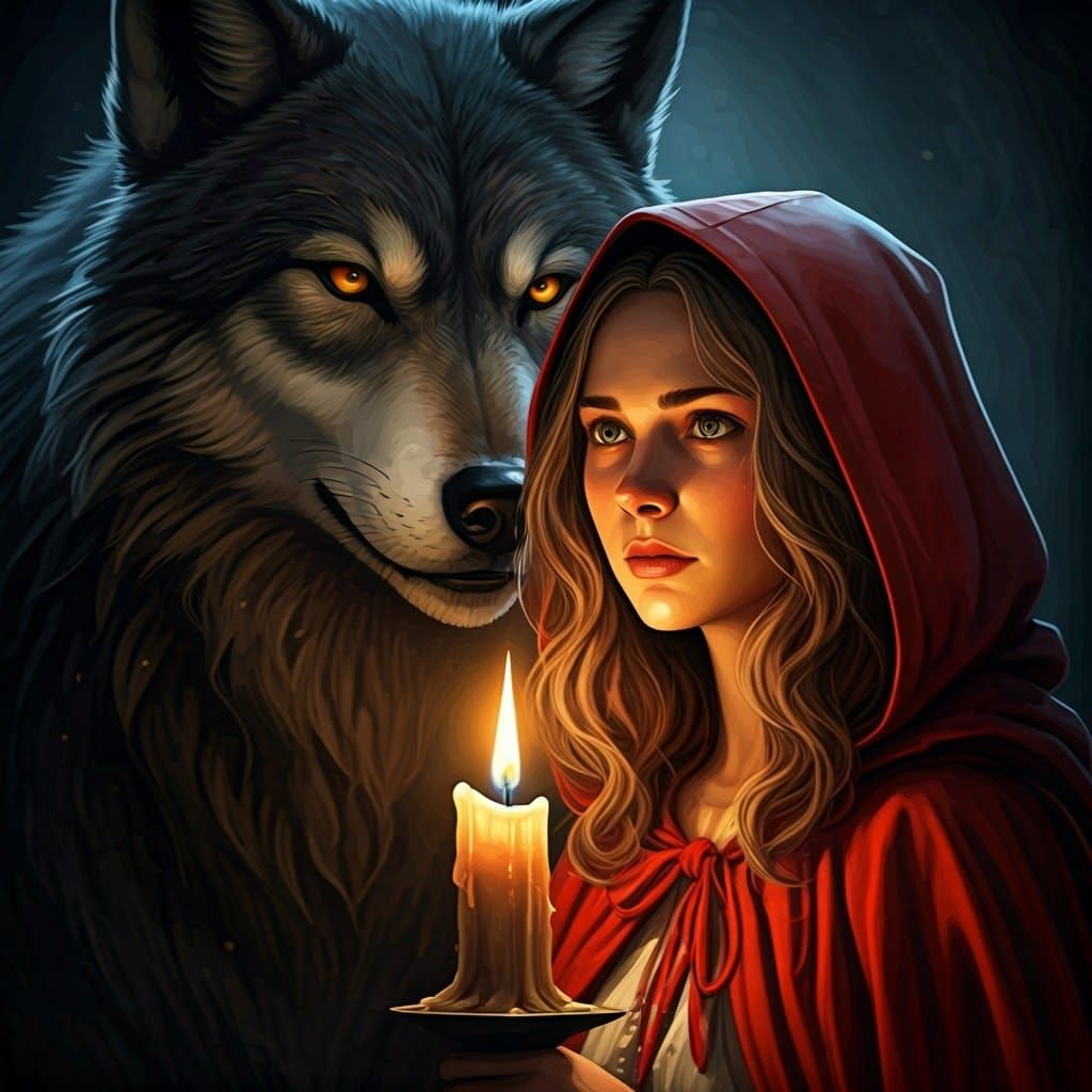 Determined Red Riding Hood Confronts the Big Bad Wolf in Int...
