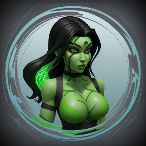 Shego as Lara Croft: Abstract Digital Art