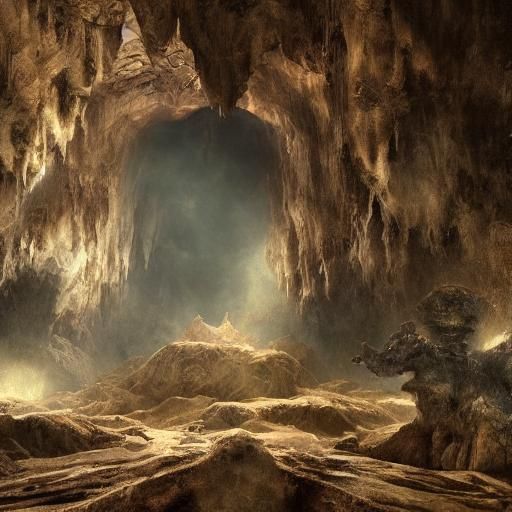 Dark Gloomy Cave: Epic Cinematic Digital Painting